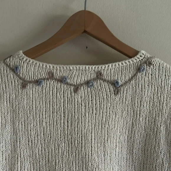 Vtg M. Gibson Peruvian Cream 100% Cotton Embroidered Cardigann Outlander - Picture 11 of 13